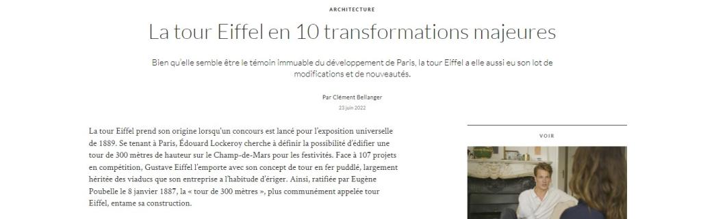 Magazine AD La tour Eiffel en 10 transformations majeures