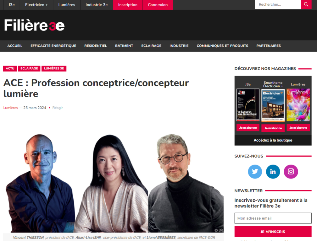 Filière 3e ACE : Profession conceptrice/concepteur lumière