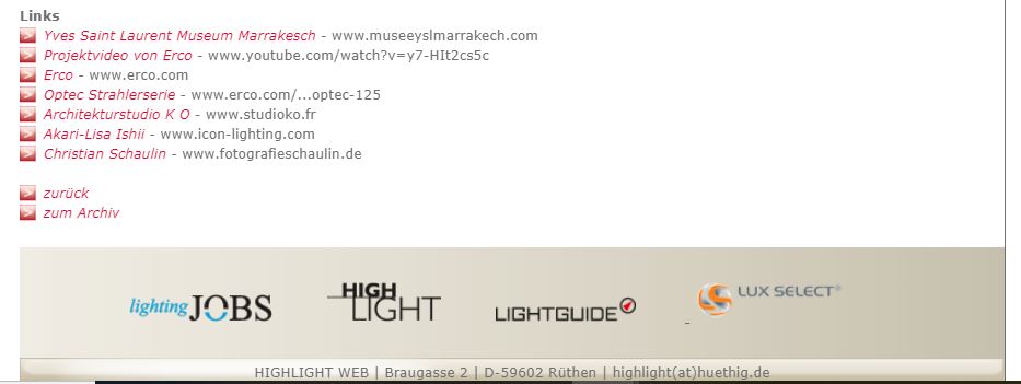 High Light web Yves Saint Laurent Museum in Marrakesch mit Erco-Lichttechnik