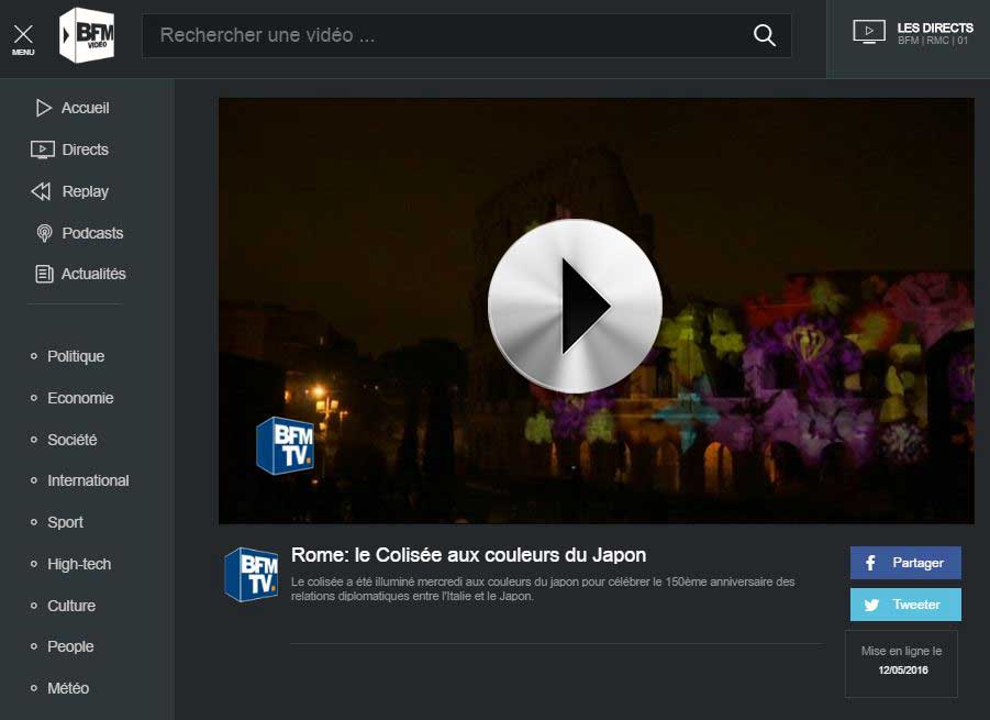 BFM TV Rome: le Colisée aux couleurs du Japon