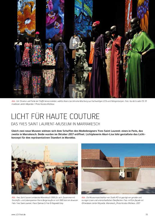 Licht Licht für Hau te Couture Das Yves Saint Laure nt-Museum in Marrakesch