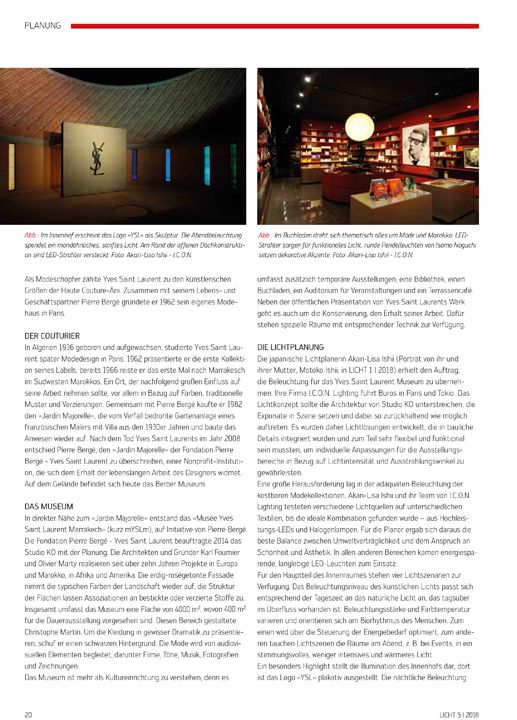 Licht Licht für Hau te Couture Das Yves Saint Laure nt-Museum in Marrakesch