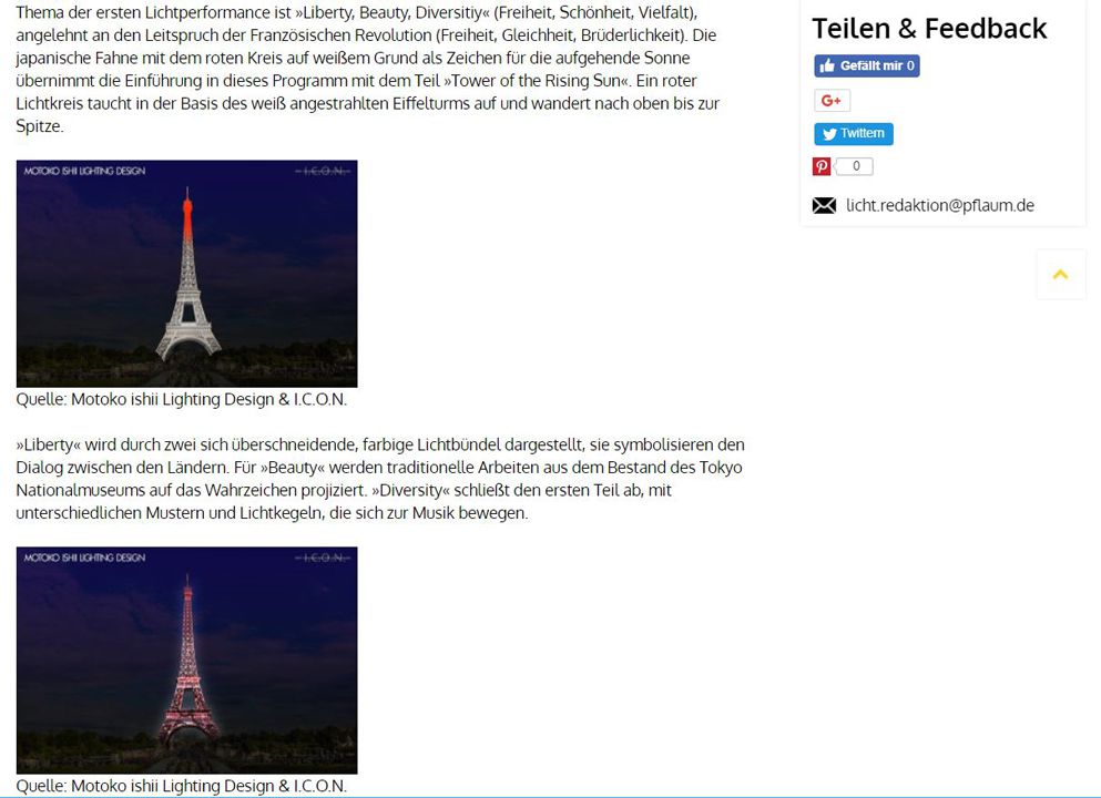 Licht Der Eiffelturm leuchtend im Zeichen Japans