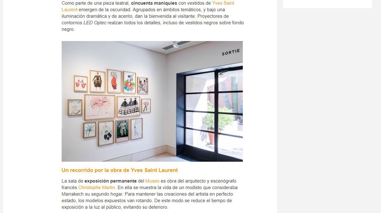 Diario Design La escenografía lumínica en el Museo Yves Saint Laurent.