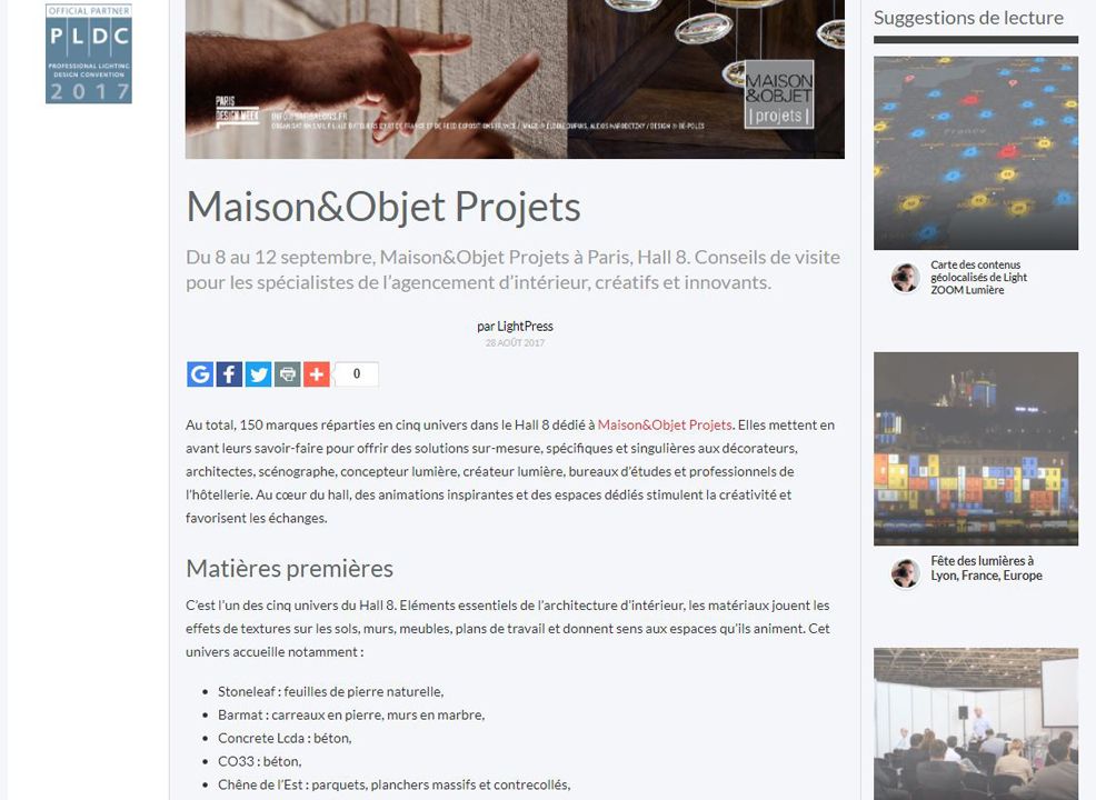 Lightzoom Maison&Objet Projets