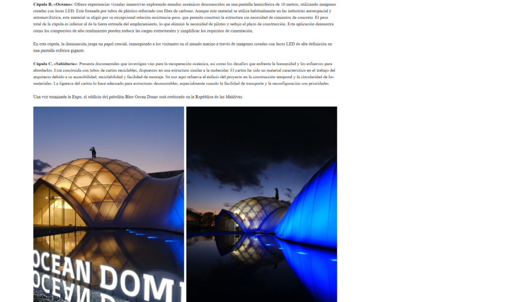 Iluminet Blue ocean dome: luz y materiales reciclados