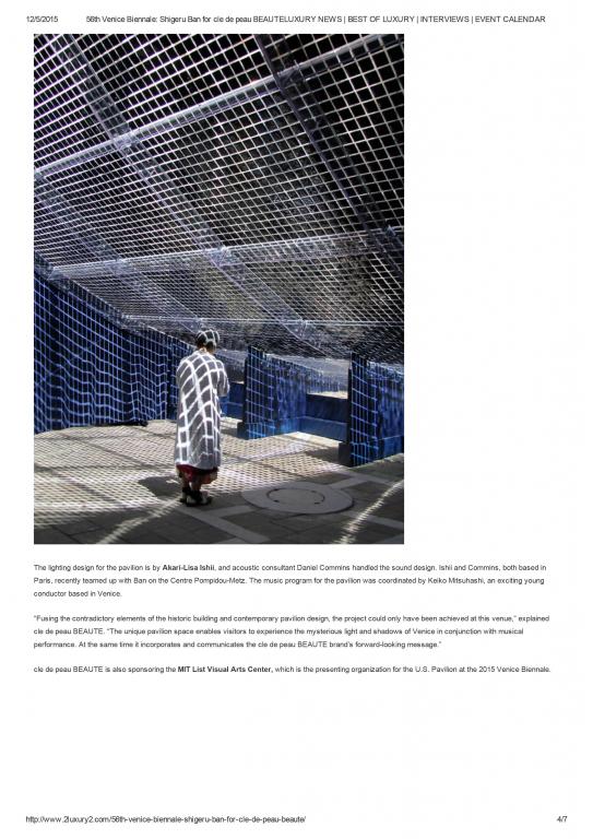 2luxury2 56th Venice Biennale: Shigeru Ban for cle de peau BEAUTE