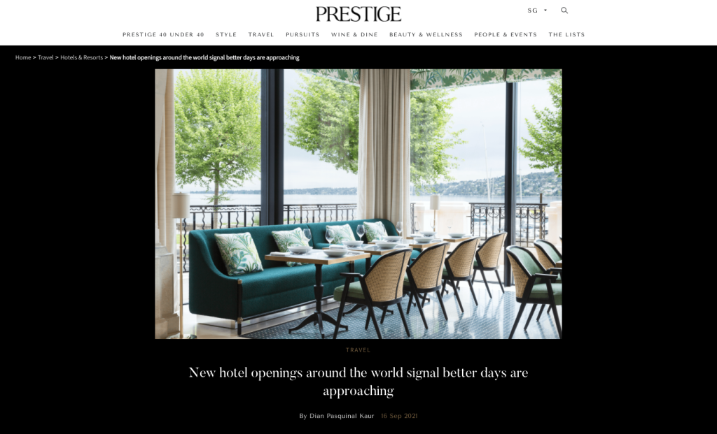 PRESTIGE New hotel openings around the world signal better days are approaching