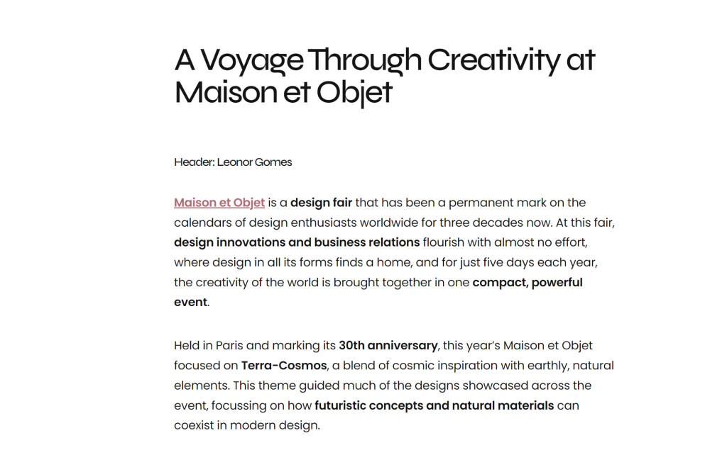 d5 design magazine A Voyage Through Creativity at Maison et Objet
