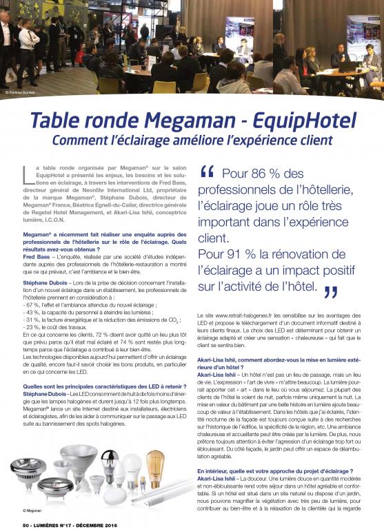 Lumières Table ronde Megaman - EquipHotel Comment l’éclairage améliore l’expérience client