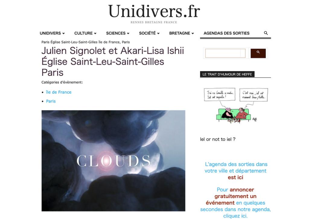 Unidivers.fr Julien Signolet et Akari-Lisa Ishii Église Saint-Leu-Saint-Gilles Paris
