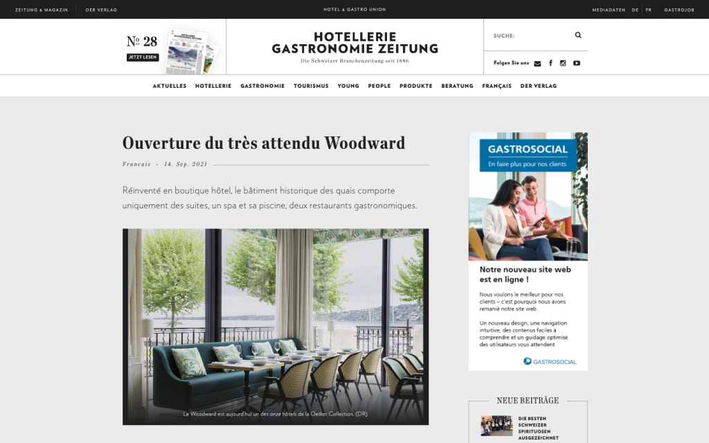 Hottellerie Gastronomie Zeitung Ouverture du très attendu Woodward